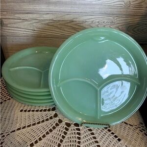 1 Vintage Fireking Jadeite Divided plates with Tab.